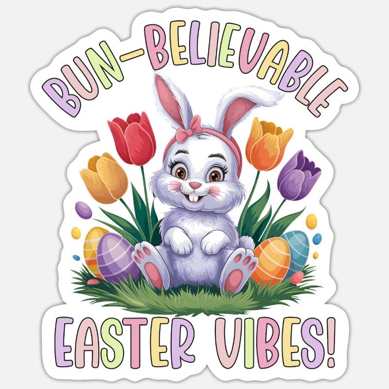 Bun-Believable Easter Vibes - Sticker size S (10 x 10 cm) - white matte