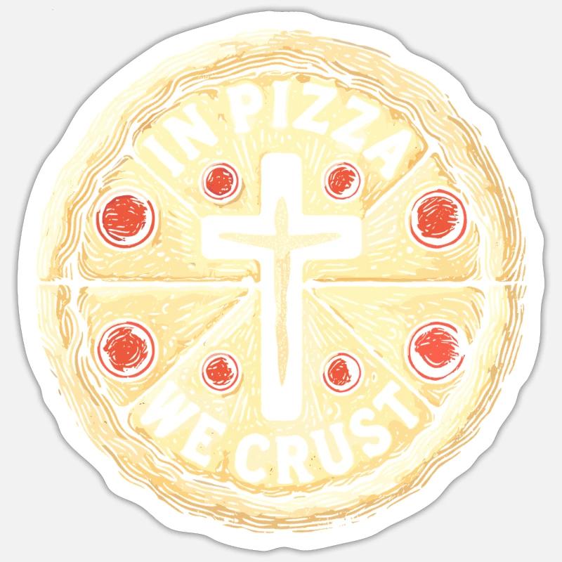 In Pizza Wir Kruste - Sticker Größe S (10 x 10 cm) - Mattweiß