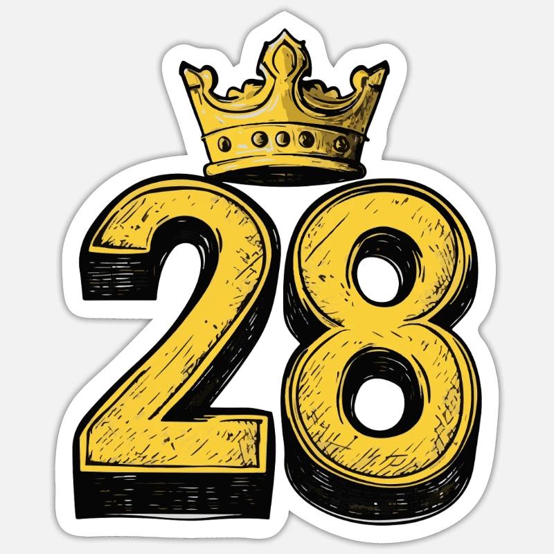 28 Number Krone - Sticker size S (10 x 10 cm) - white matte