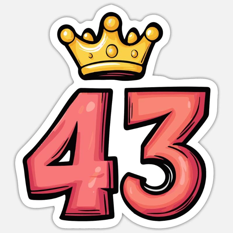 43 Nombre Couronne - Sticker taille S (10 x 10 cm) - blanc mat