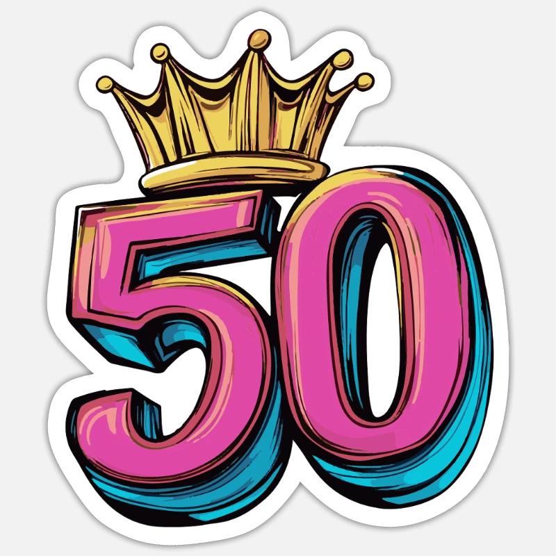 Couronne à 50 chiffres - Sticker taille S (10 x 10 cm) - blanc mat