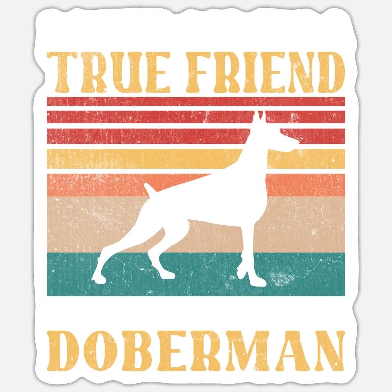 Cadeaux Doberman - Sticker taille S (10 x 10 cm) - blanc mat