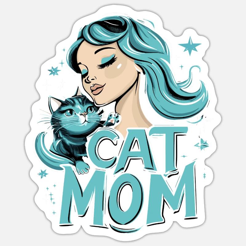 Chat Maman Chat Chat Chats - Sticker taille S (10 x 10 cm) - blanc mat