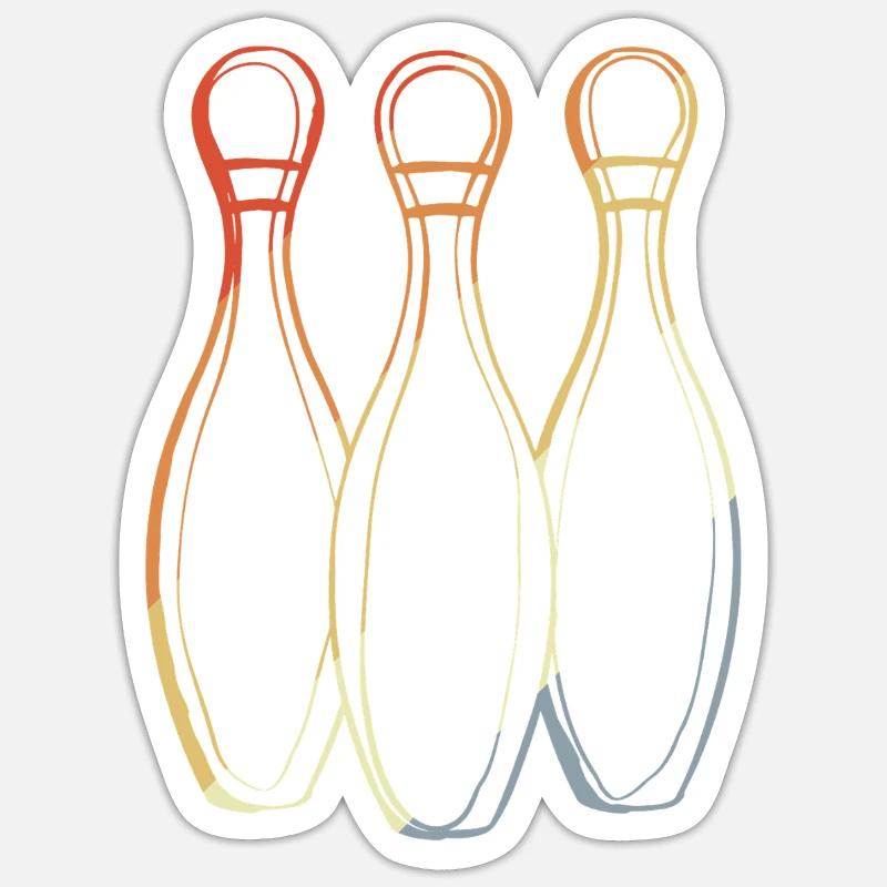 Bowling Skizze Retro Look - Sticker Größe S (10 x 10 cm) - Mattweiß