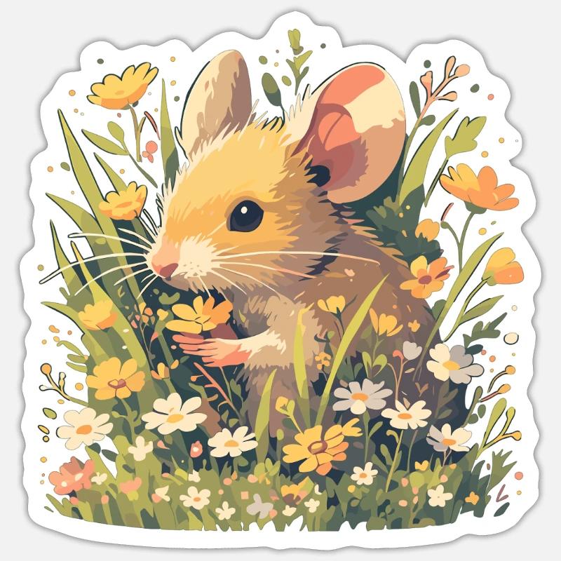Mäuse Maus - Sticker Größe S (10 x 10 cm) - Mattweiß