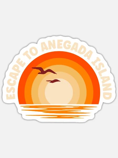 Ich fliehe nach Anegada Island - Sticker Größe S (10 x 10 cm) - Mattweiß