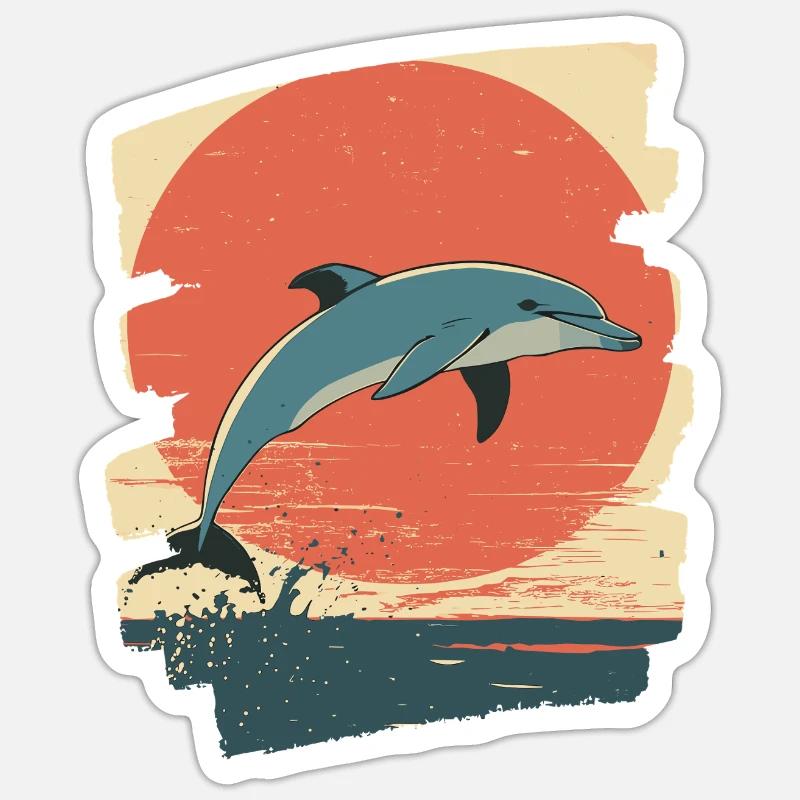 Delfin - Sticker Größe S (10 x 10 cm) - Mattweiß