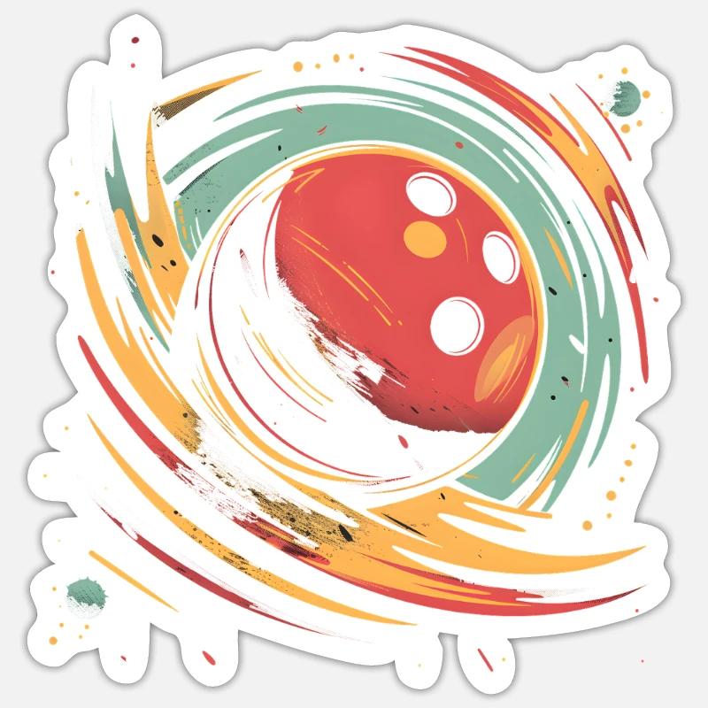 Retro Bowling Ball - Sticker size S (10 x 10 cm) - white matte