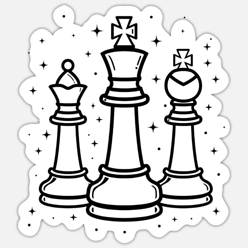 Dessin de pièces d’échecs - Sticker taille S (10 x 10 cm) - blanc mat
