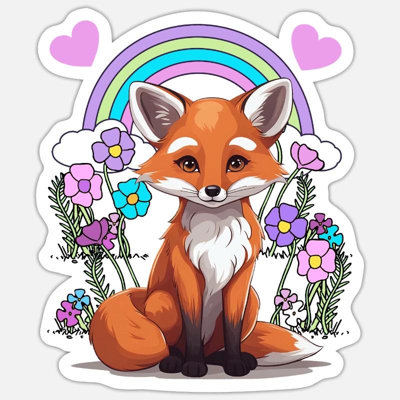 Renard - Sticker taille S (10 x 10 cm) - blanc mat