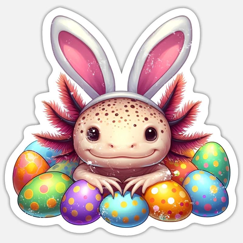 Easter Axolotl - Happy Easter - Sticker size S (10 x 10 cm) - white matte