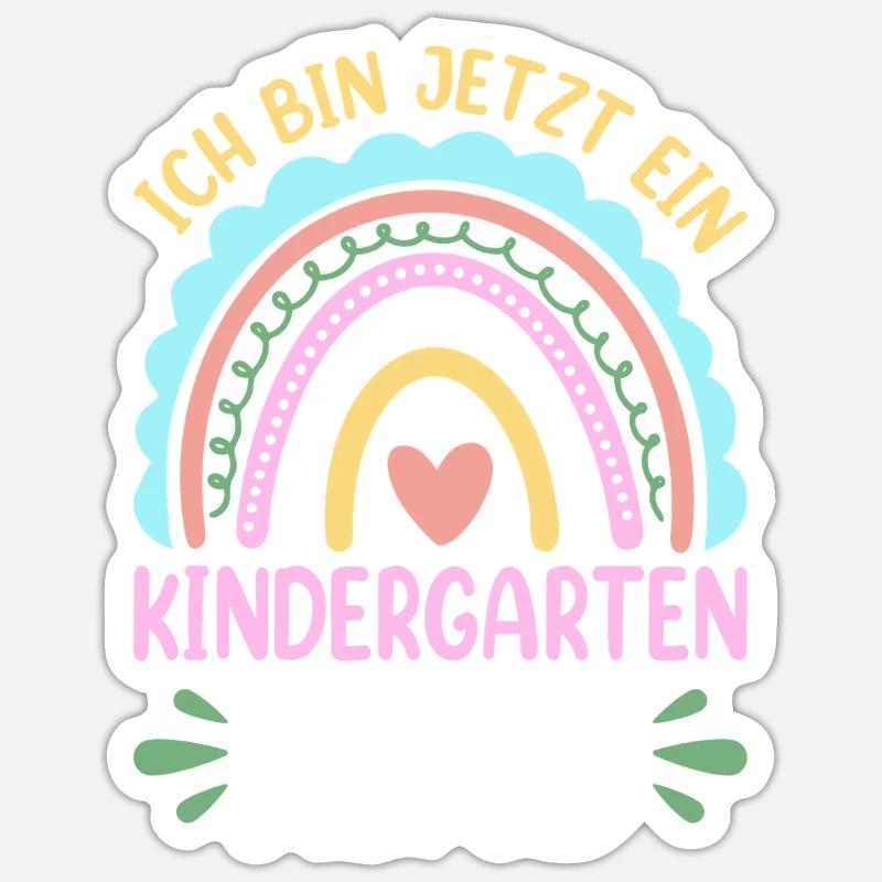 Kinder Kindergartenkind Regenbogen Mädchen - Sticker Größe S (10 x 10 cm) - Mattweiß