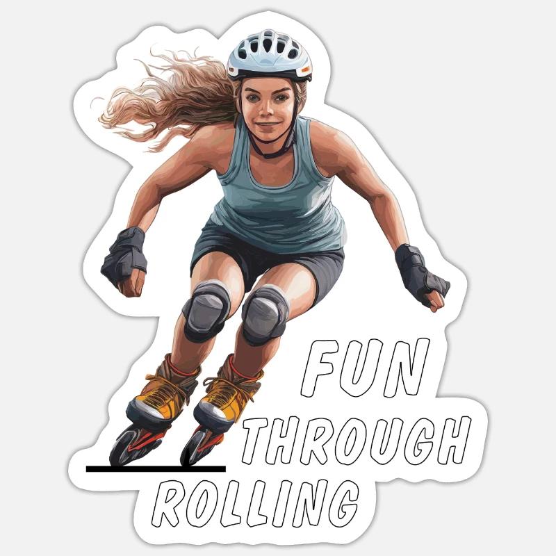FRAU ROLLSCHUHE FUN THROUGH ROLLING Sticker Größe S (10 x 10 cm)