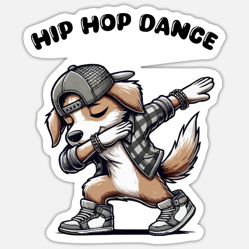 hund dabbing comic Sticker Größe S (10 x 10 cm)
