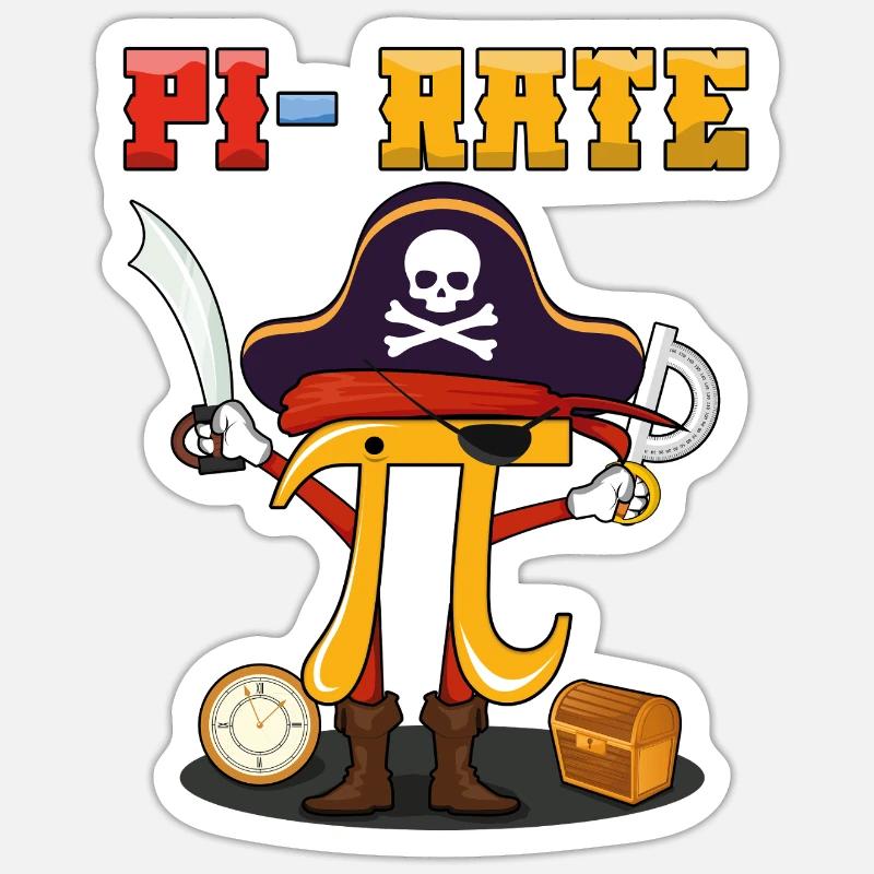 Discover Pi-Rate Adventure for Pi Day - Sticker size S (10 x 10 cm) - white matte