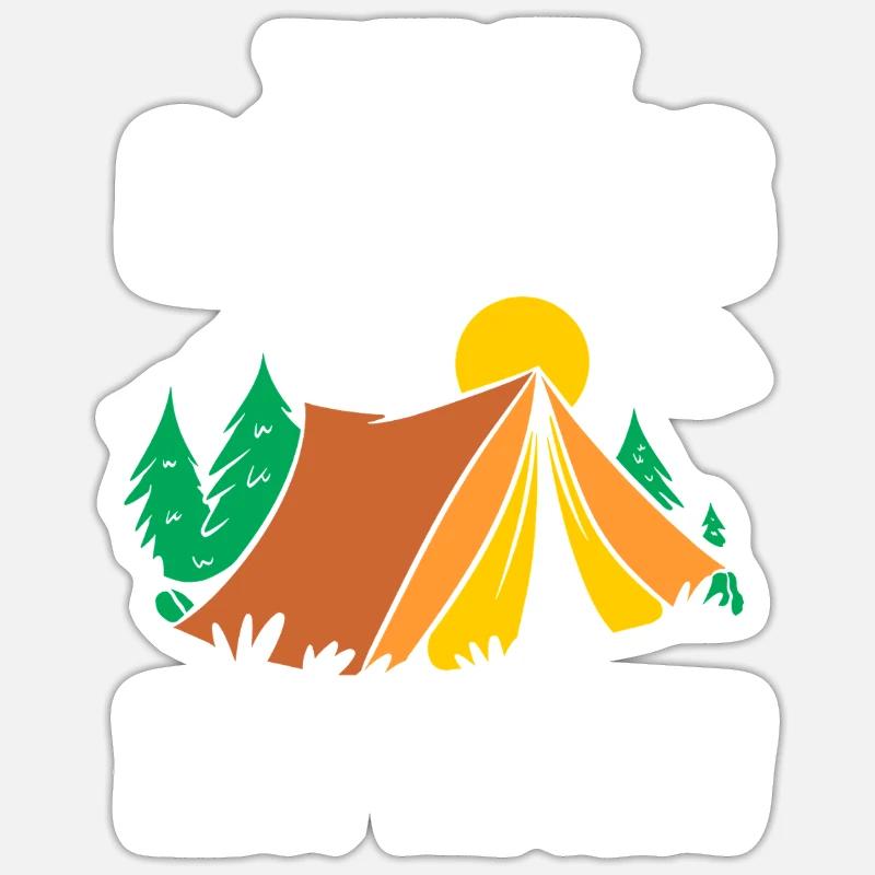 Camping Campfire Camper - Sticker Größe S (10 x 10 cm) - Mattweiß