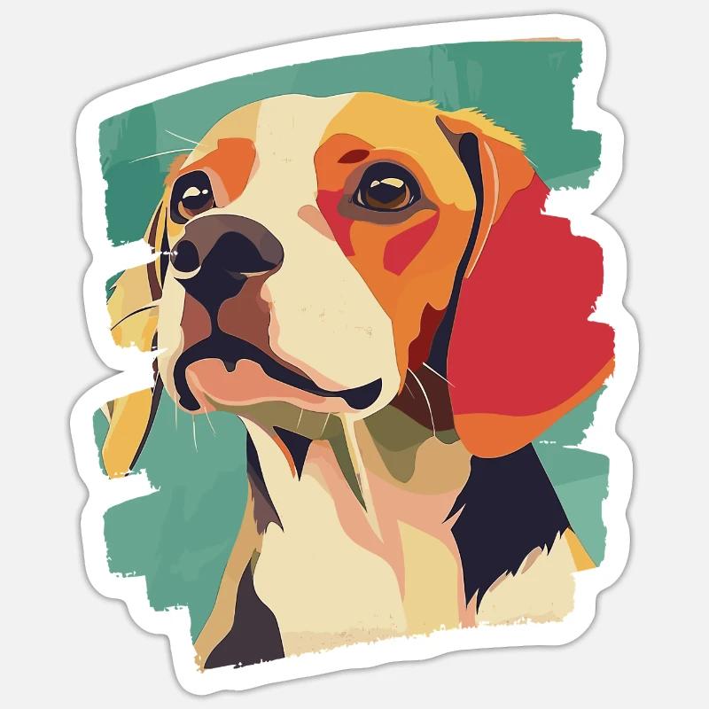 Beagle - Sticker Größe S (10 x 10 cm) - Mattweiß