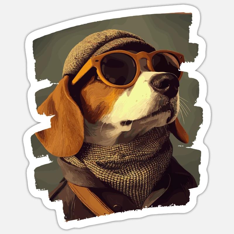 Beagle - Sticker taille S (10 x 10 cm) - blanc mat