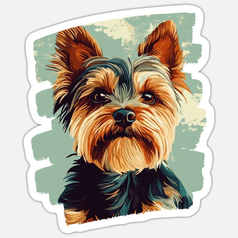 Yorkshire Terrier - Sticker taille S (10 x 10 cm) - blanc mat