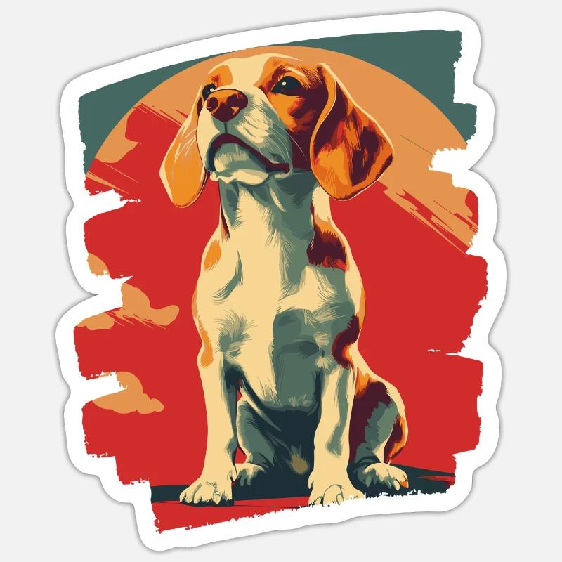 Beagle - Sticker taille S (10 x 10 cm) - blanc mat