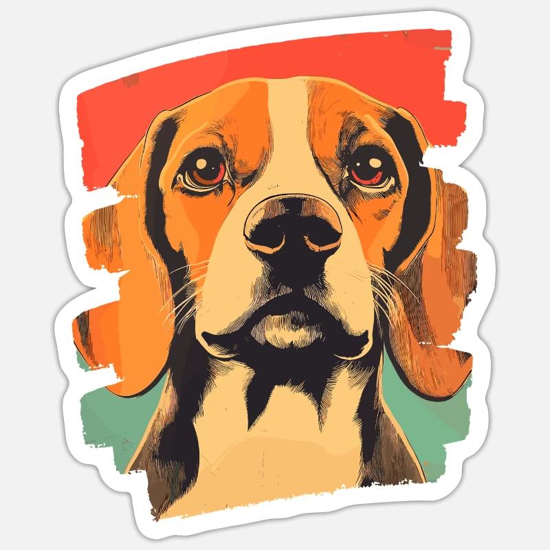 Beagle - Sticker Größe S (10 x 10 cm) - Mattweiß