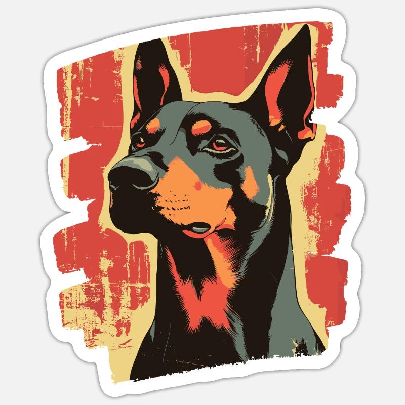 Doberman Sticker taille S (10 x 10 cm)