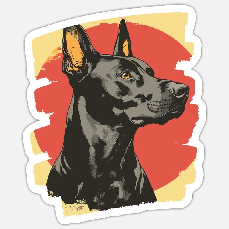 Doberman - Sticker taille S (10 x 10 cm) - blanc mat