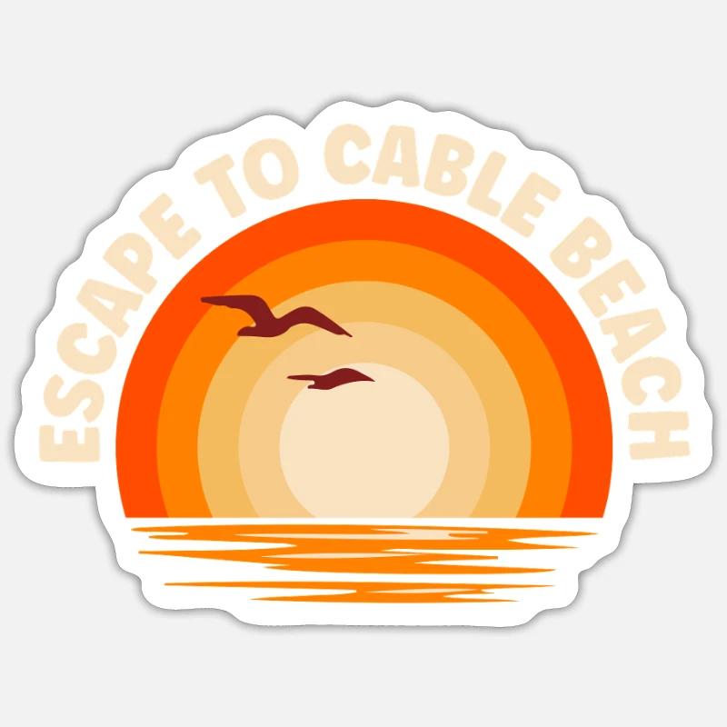 Ich fliehe nach Cable Beach - Sticker Größe S (10 x 10 cm) - Mattweiß