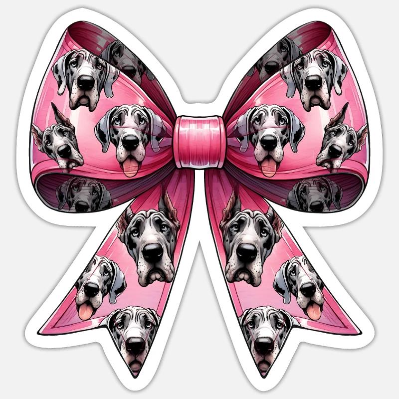 Coquette Bow Great Dane Dog Mom Pattern Sticker size S (10 x 10 cm)