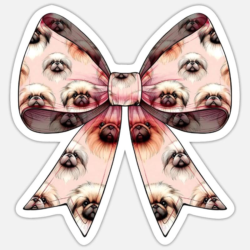 Coquette Schleife Pekingese Hundemutter Muster - Sticker Größe S (10 x 10 cm) - Mattweiß
