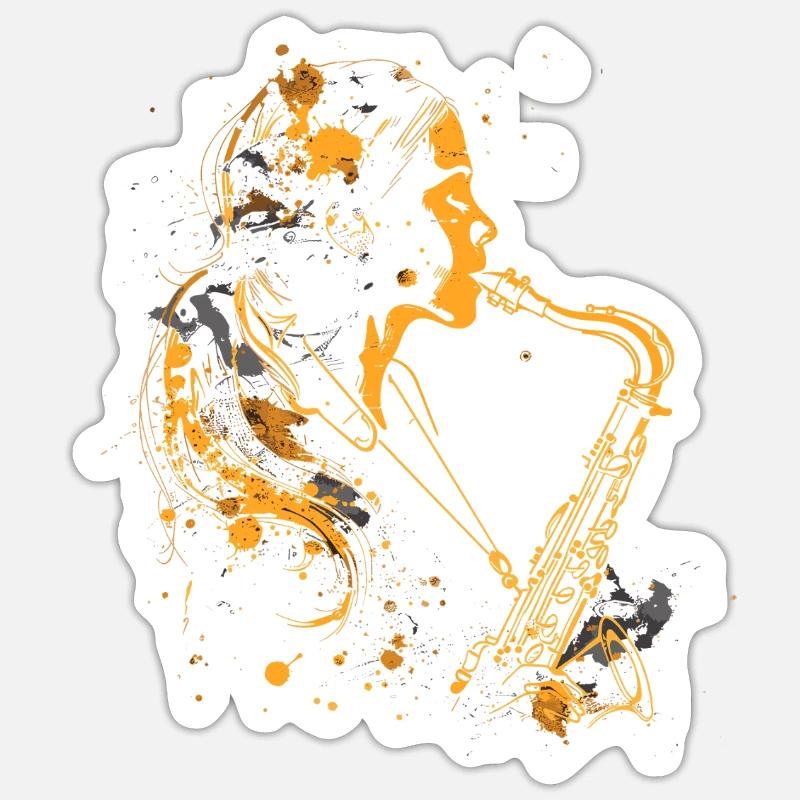 Saxophon Mädchen Graffiti Sticker Größe S (10 x 10 cm)
