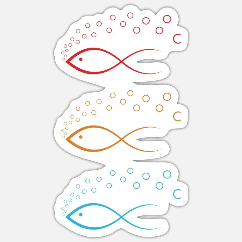 Conception de poisson coloré avec des bulles Conception de poisson coloré Sticker taille S (10 x 10 cm)