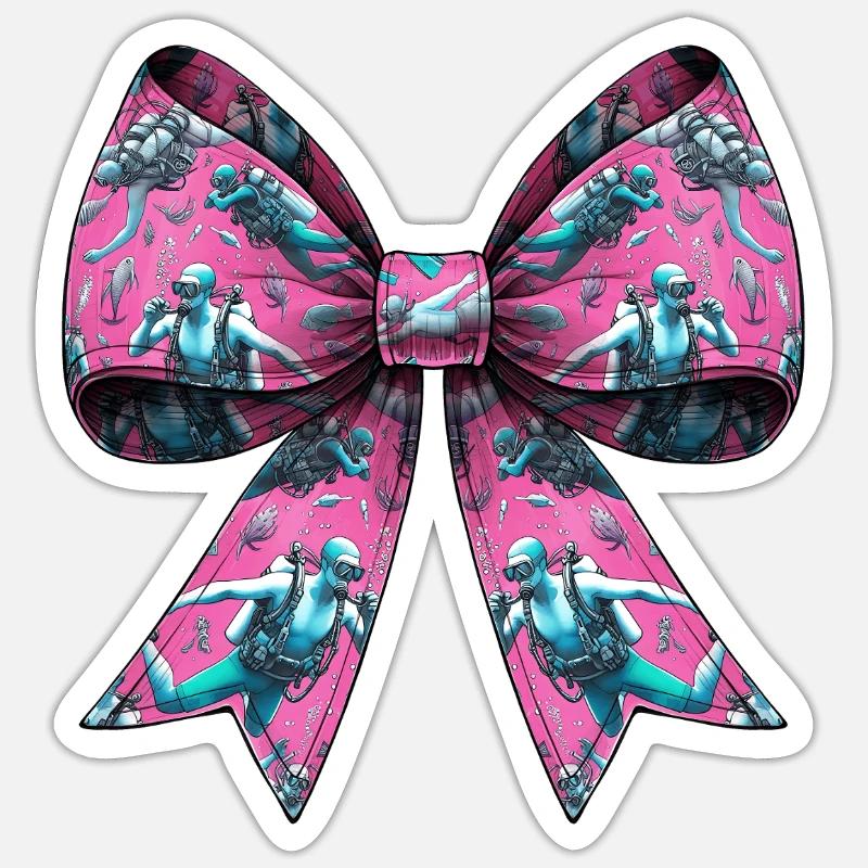 Coquette Bow Diving Mom Diver Pattern Pink Sticker size S (10 x 10 cm)