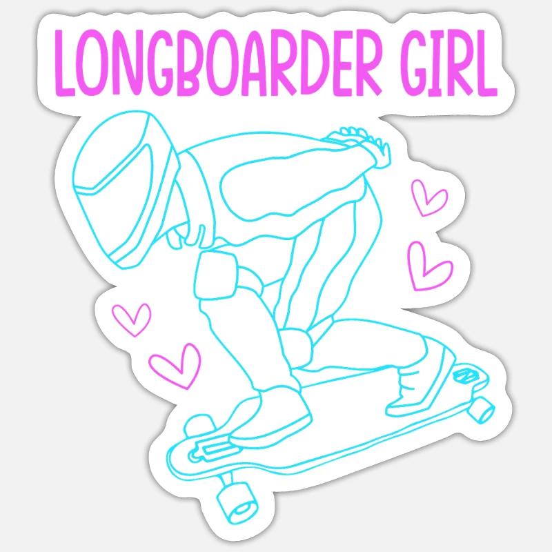 Longboard Longboarder Longboarding - Sticker Größe S (10 x 10 cm) - Mattweiß