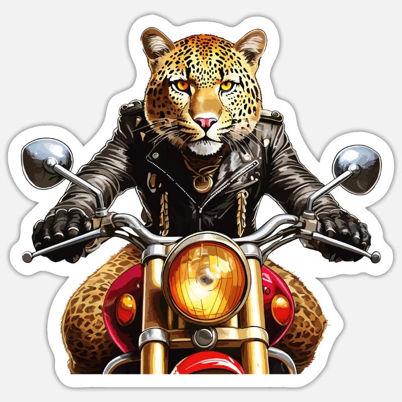 MOTORRAD LEOPARD - Sticker Größe S (10 x 10 cm) - Mattweiß