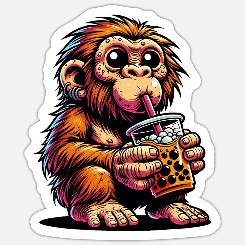 Neanderthal Bubble Tea Sticker size S (10 x 10 cm)