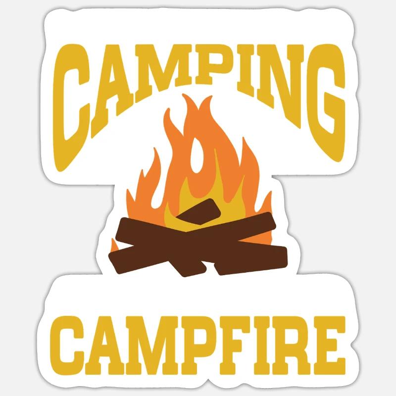Camping Feu de camp Camper - Sticker taille S (10 x 10 cm) - blanc mat