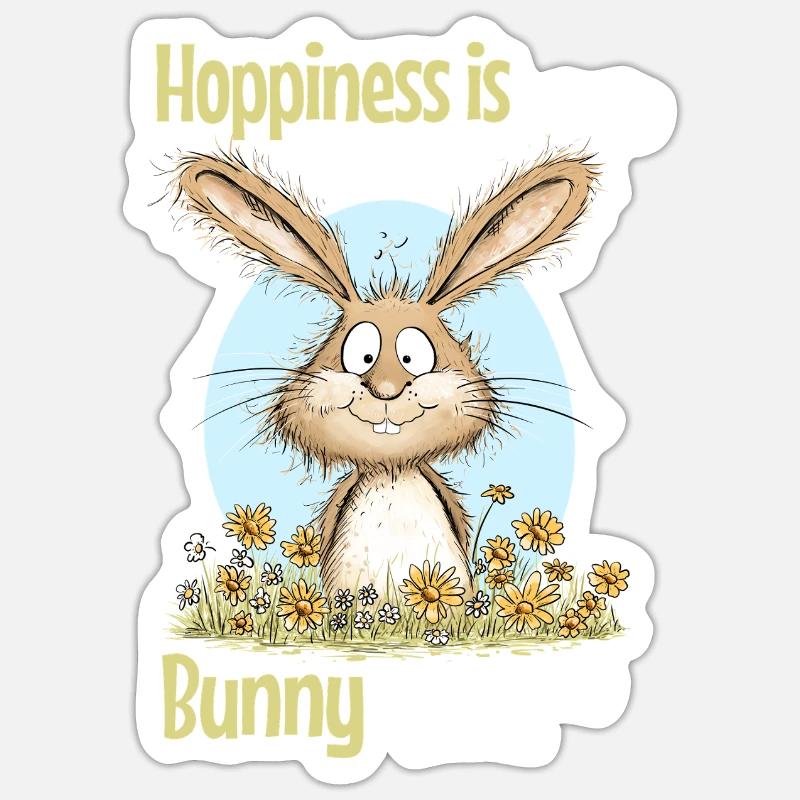 Bunny Easter Motif Saying Spring - Sticker size S (10 x 10 cm) - white matte