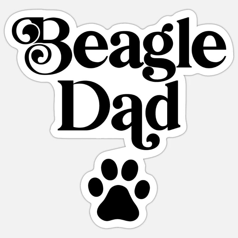 Papa Beagle - Sticker taille S (10 x 10 cm) - blanc mat