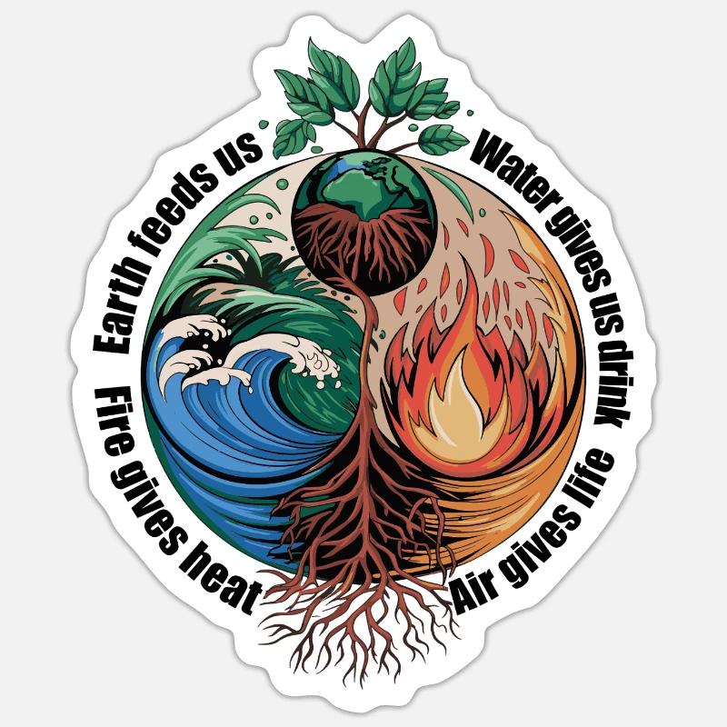 Vier-Elemente-Baum - Erde, Wasser, Feuer, Luft Sticker Größe S (10 x 10 cm)