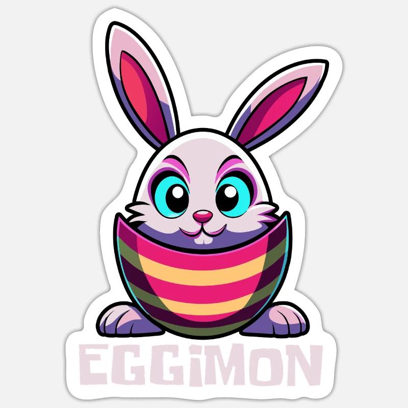 Eggimon - Osterhase - Osterei - Geschenk - Sticker Größe S (10 x 10 cm) - Mattweiß
