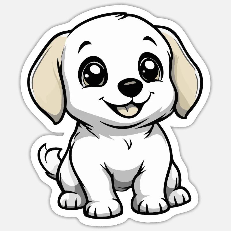 Labrador Chien Mignon - Sticker taille S (10 x 10 cm) - blanc mat