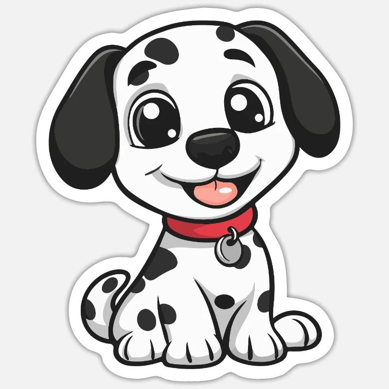 Chien Dalmatien Mignon - Sticker taille S (10 x 10 cm) - blanc mat