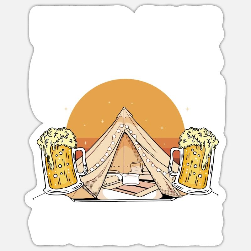 Camping Feu de camp Camper - Sticker taille S (10 x 10 cm) - blanc mat