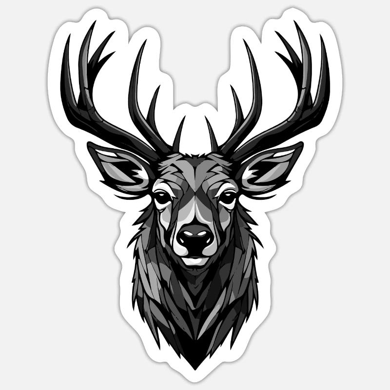 Tête de cerf - Sticker taille S (10 x 10 cm) - blanc mat