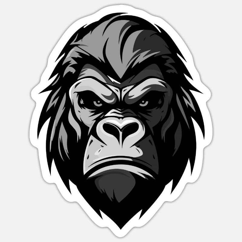 Gorilla Head - Sticker size S (10 x 10 cm) - white matte