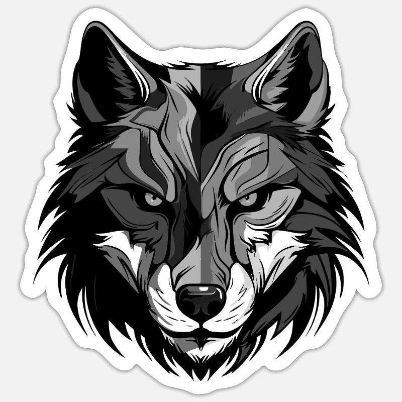 Wolf Kopf - Sticker Größe S (10 x 10 cm) - Mattweiß