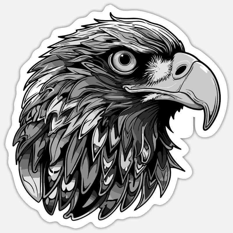 Tête d’aigle - Sticker taille S (10 x 10 cm) - blanc mat