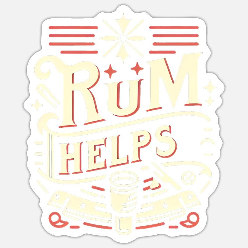 Rum Helps 11 - Sticker Größe S (10 x 10 cm) - Mattweiß