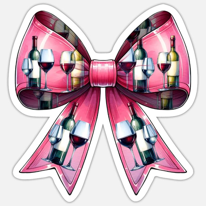Coquette Bow Weintrinker Rosa - Sticker Größe S (10 x 10 cm) - Mattweiß